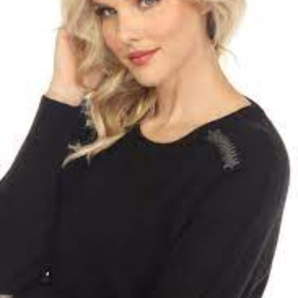 Johnny Was Mishika Cashmere Embroidered Sweater Waffle Knit Purple Size L - Picture 10 of 11